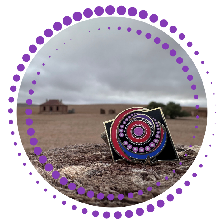 Reconciliation SA Badge on a rock outback Australia